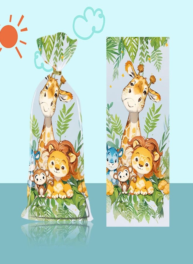 CSTYWC 50PCS Safari Cellophane Treat Bags - Cute Jungle Animals Party Favor - Zoo Animals Print Gift Bags for Baby Shower, Wedding, Birthday - Jungle Themed Party Supplies - Image 2